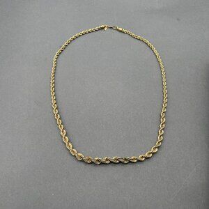 Monet Twisted Rope Chain Necklace Signed Gold Tone